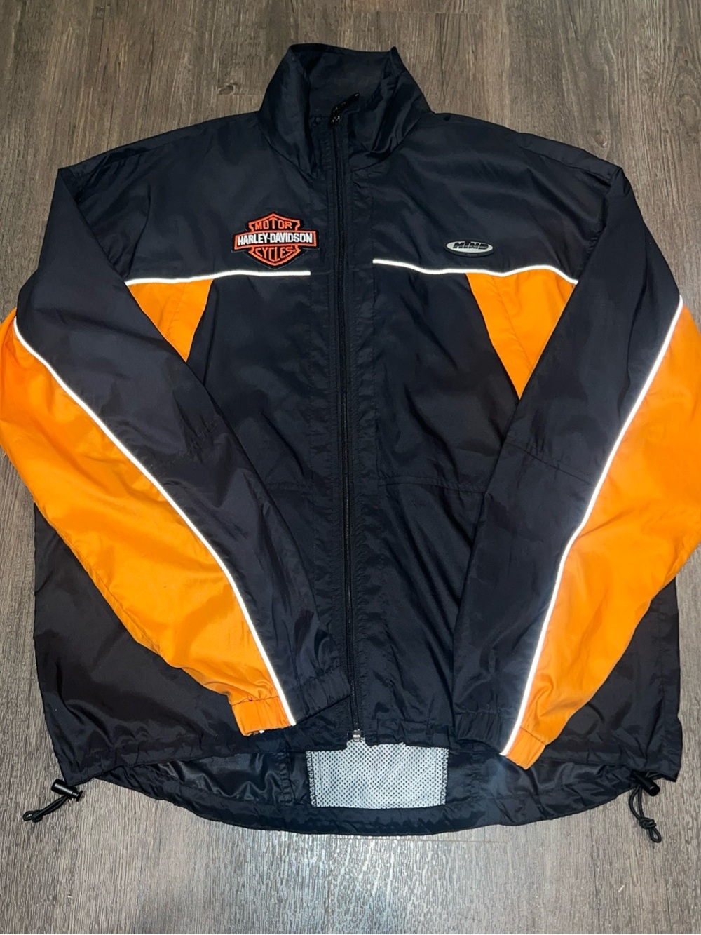 Harley-Davidson Black & Orange Men's Windbreaker with Reflective Trim